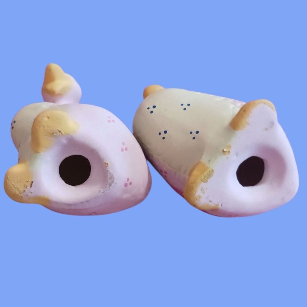 Vintage Quilted Ceramic Duck Figurines Set Of Two Pastel Colors - Picture 6 of 11